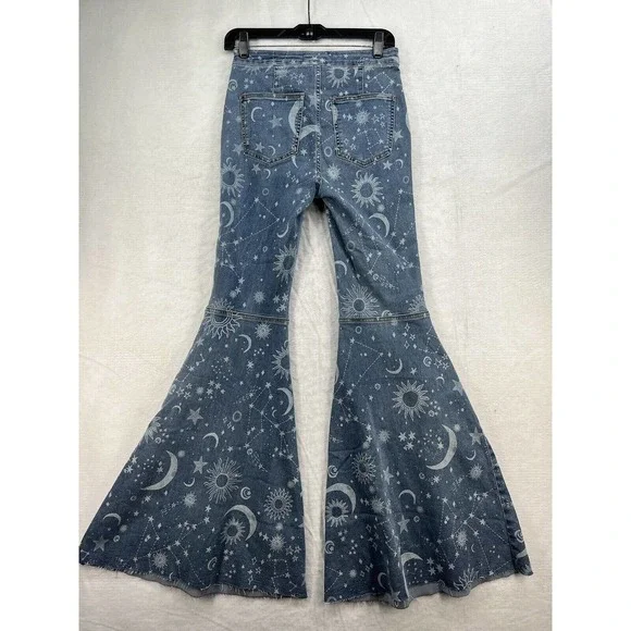 Free People Just Float On Printed Flare High Rise Jeans - Picture 5 of 9